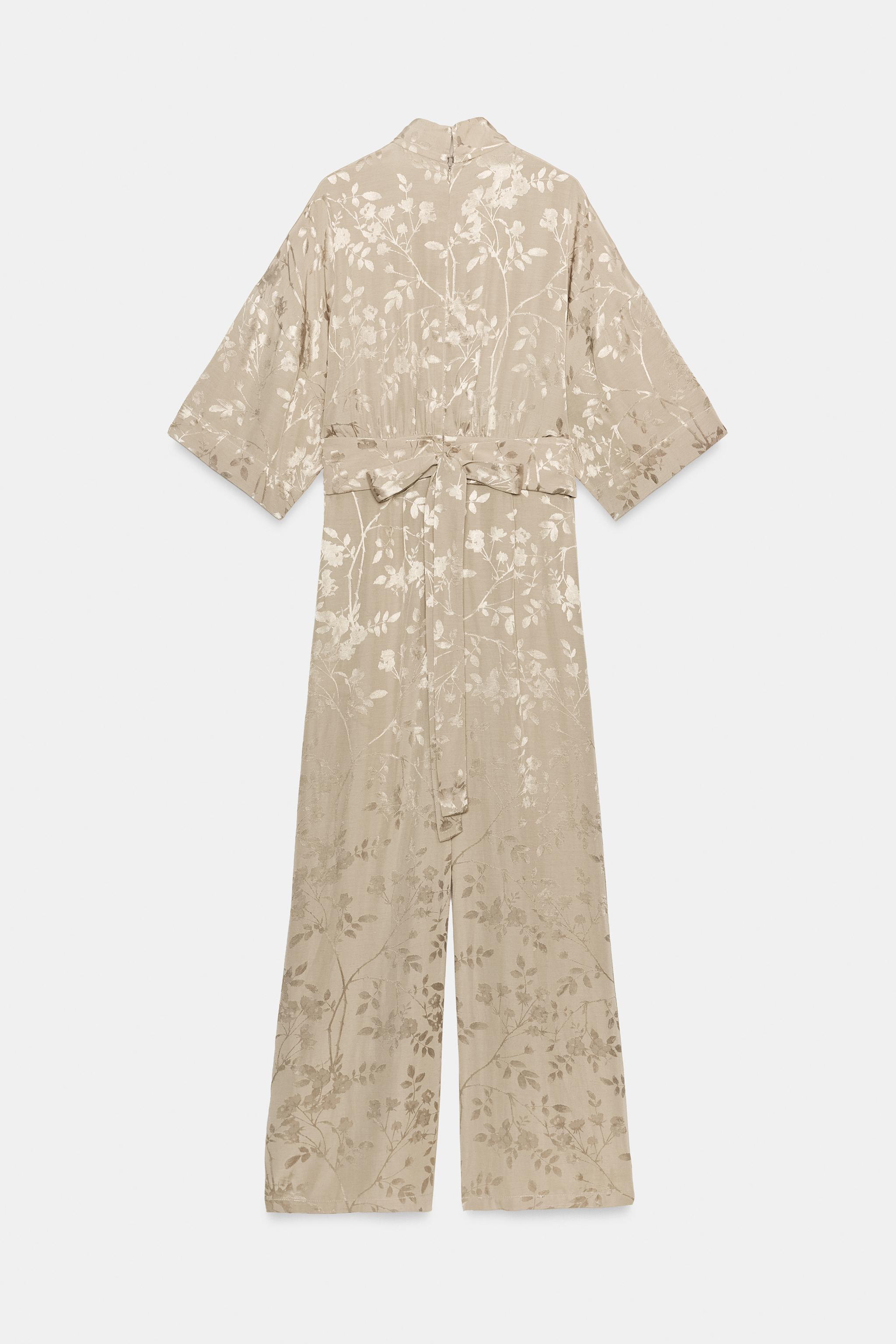 JACQUARD WIDE-LEG BELTED JUMPSUIT